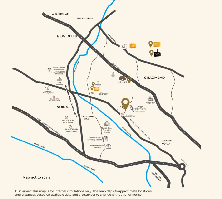 VVIP Addresses location map Sector 12 Greater Noida West Noida Extension